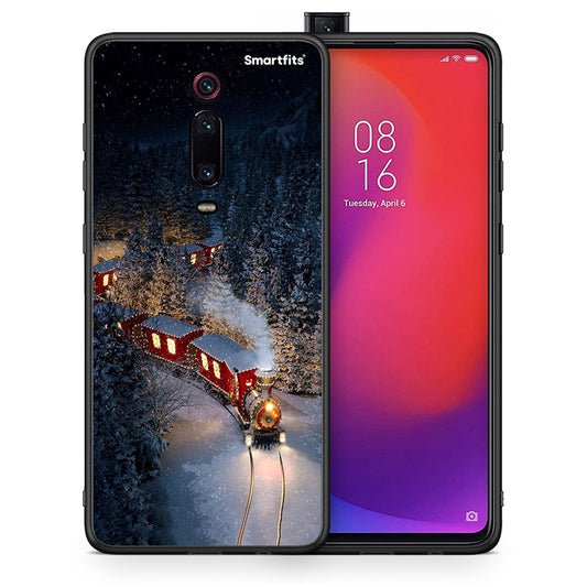 Θήκη Xiaomi Mi 9T Xmas Train από τη Smartfits με σχέδιο στο πίσω μέρος και μαύρο περίβλημα | Xiaomi Mi 9T Xmas Train case with colorful back and black bezels