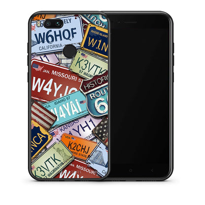 Θήκη Xiaomi Mi A1 Car Plates από τη Smartfits με σχέδιο στο πίσω μέρος και μαύρο περίβλημα | Xiaomi Mi A1 Car Plates case with colorful back and black bezels