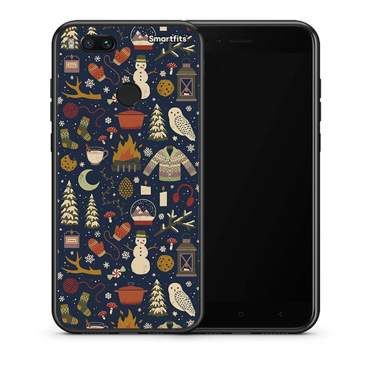Θήκη Xiaomi Mi A1 Christmas Elements από τη Smartfits με σχέδιο στο πίσω μέρος και μαύρο περίβλημα | Xiaomi Mi A1 Christmas Elements case with colorful back and black bezels