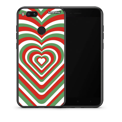 Θήκη Xiaomi Mi A1 Christmas Hearts από τη Smartfits με σχέδιο στο πίσω μέρος και μαύρο περίβλημα | Xiaomi Mi A1 Christmas Hearts case with colorful back and black bezels