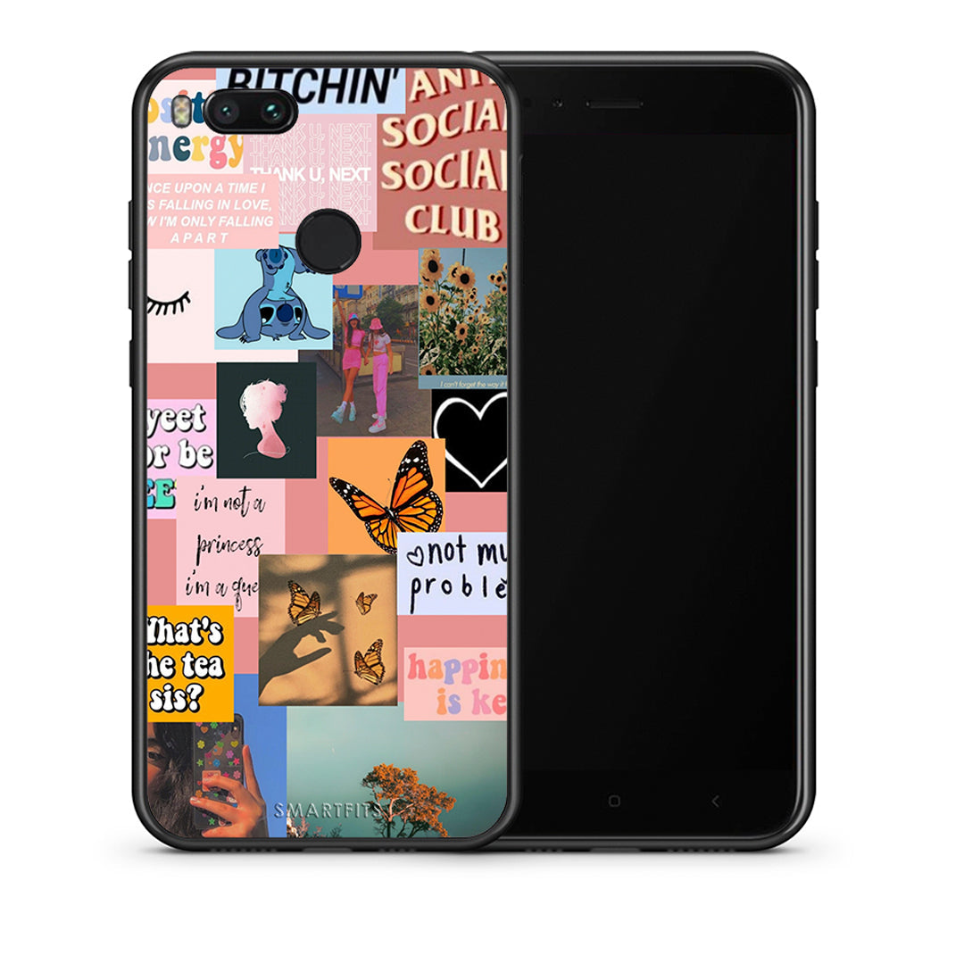 Θήκη Αγίου Βαλεντίνου Xiaomi Mi A1 Collage Bitchin από τη Smartfits με σχέδιο στο πίσω μέρος και μαύρο περίβλημα | Xiaomi Mi A1 Collage Bitchin case with colorful back and black bezels
