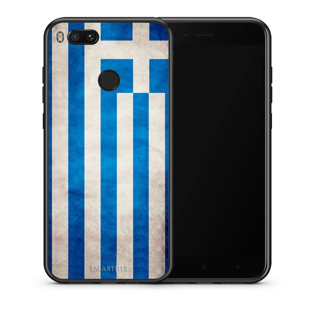 Θήκη Xiaomi Mi A1 Greek Flag από τη Smartfits με σχέδιο στο πίσω μέρος και μαύρο περίβλημα | Xiaomi Mi A1 Greek Flag case with colorful back and black bezels