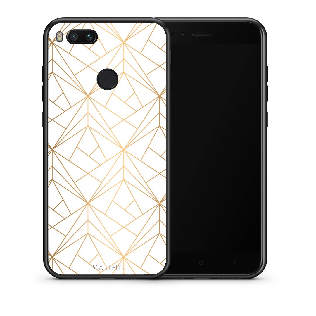 Θήκη Xiaomi Mi A1 Luxury White Geometric από τη Smartfits με σχέδιο στο πίσω μέρος και μαύρο περίβλημα | Xiaomi Mi A1 Luxury White Geometric case with colorful back and black bezels