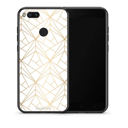 Θήκη Xiaomi Mi A1 Luxury White Geometric από τη Smartfits με σχέδιο στο πίσω μέρος και μαύρο περίβλημα | Xiaomi Mi A1 Luxury White Geometric case with colorful back and black bezels