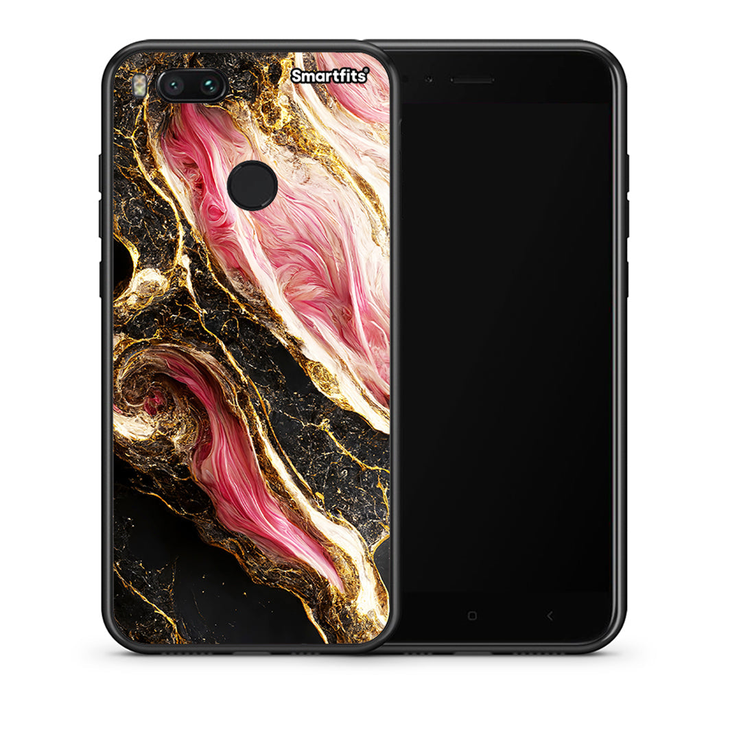 Θήκη Xiaomi Mi A1 Glamorous Pink Marble από τη Smartfits με σχέδιο στο πίσω μέρος και μαύρο περίβλημα | Xiaomi Mi A1 Glamorous Pink Marble case with colorful back and black bezels