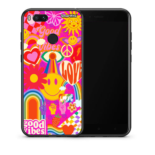 Θήκη Xiaomi Mi A1 Hippie Love από τη Smartfits με σχέδιο στο πίσω μέρος και μαύρο περίβλημα | Xiaomi Mi A1 Hippie Love case with colorful back and black bezels