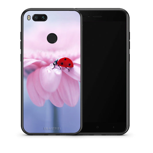 Θήκη Xiaomi Mi A1 Ladybug Flower από τη Smartfits με σχέδιο στο πίσω μέρος και μαύρο περίβλημα | Xiaomi Mi A1 Ladybug Flower case with colorful back and black bezels