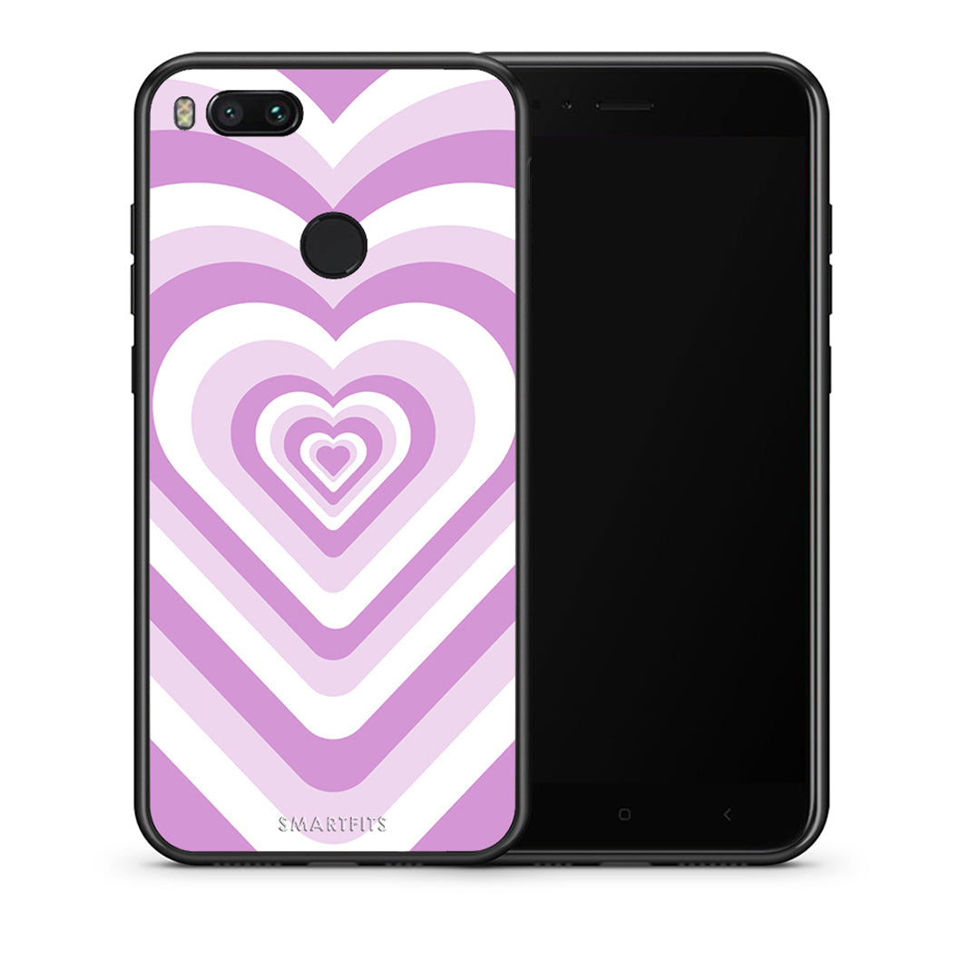 Θήκη Xiaomi Mi A1 Lilac Hearts από τη Smartfits με σχέδιο στο πίσω μέρος και μαύρο περίβλημα | Xiaomi Mi A1 Lilac Hearts case with colorful back and black bezels