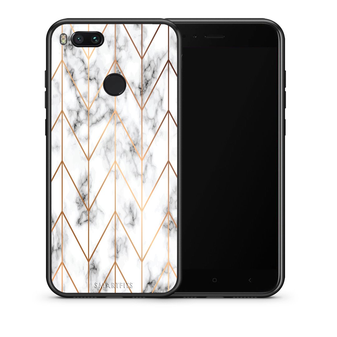 Θήκη Xiaomi Mi A1 Gold Geometric Marble από τη Smartfits με σχέδιο στο πίσω μέρος και μαύρο περίβλημα | Xiaomi Mi A1 Gold Geometric Marble case with colorful back and black bezels