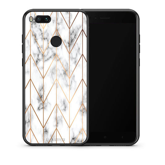 Θήκη Xiaomi Mi A1 Gold Geometric Marble από τη Smartfits με σχέδιο στο πίσω μέρος και μαύρο περίβλημα | Xiaomi Mi A1 Gold Geometric Marble case with colorful back and black bezels