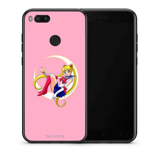 Θήκη Xiaomi Mi A1 Moon Girl από τη Smartfits με σχέδιο στο πίσω μέρος και μαύρο περίβλημα | Xiaomi Mi A1 Moon Girl case with colorful back and black bezels