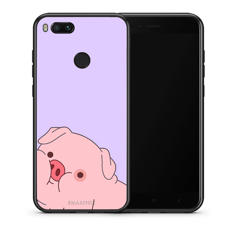 Θήκη Αγίου Βαλεντίνου Xiaomi Mi A1 Pig Love 2 από τη Smartfits με σχέδιο στο πίσω μέρος και μαύρο περίβλημα | Xiaomi Mi A1 Pig Love 2 case with colorful back and black bezels