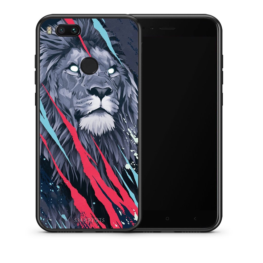 Θήκη Xiaomi Mi A1 Lion Designer PopArt από τη Smartfits με σχέδιο στο πίσω μέρος και μαύρο περίβλημα | Xiaomi Mi A1 Lion Designer PopArt case with colorful back and black bezels