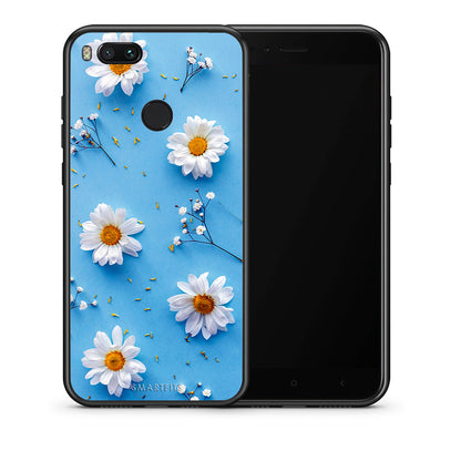 Θήκη Xiaomi Mi A1 Real Daisies από τη Smartfits με σχέδιο στο πίσω μέρος και μαύρο περίβλημα | Xiaomi Mi A1 Real Daisies case with colorful back and black bezels