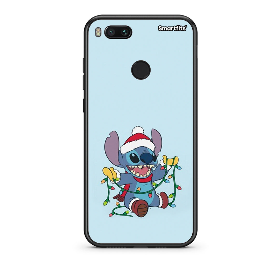 xiaomi mi aSanta Stich θήκη από τη Smartfits με σχέδιο στο πίσω μέρος και μαύρο περίβλημα | Smartphone case with colorful back and black bezels by Smartfits