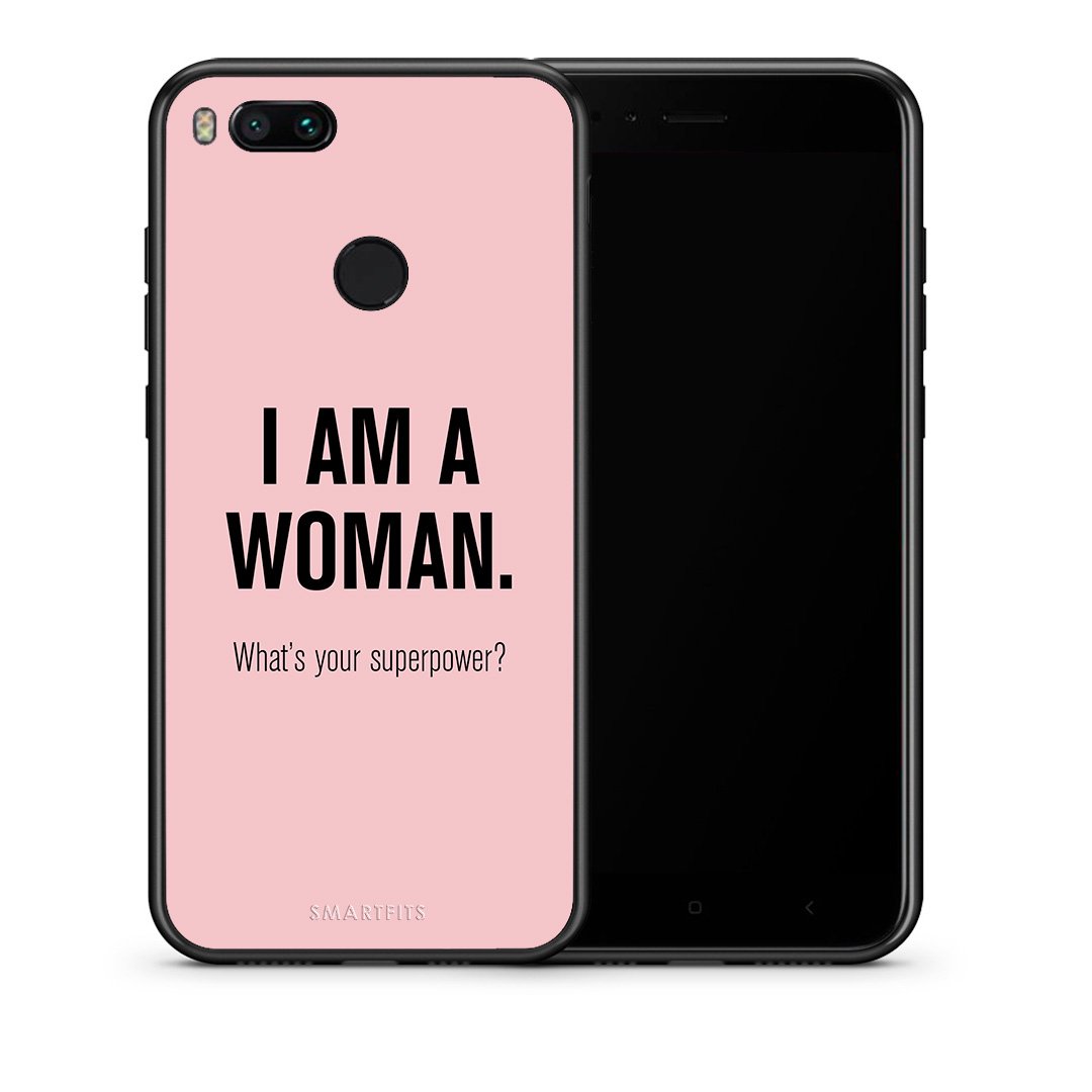 Θήκη Xiaomi Mi A1 Superpower Woman από τη Smartfits με σχέδιο στο πίσω μέρος και μαύρο περίβλημα | Xiaomi Mi A1 Superpower Woman case with colorful back and black bezels