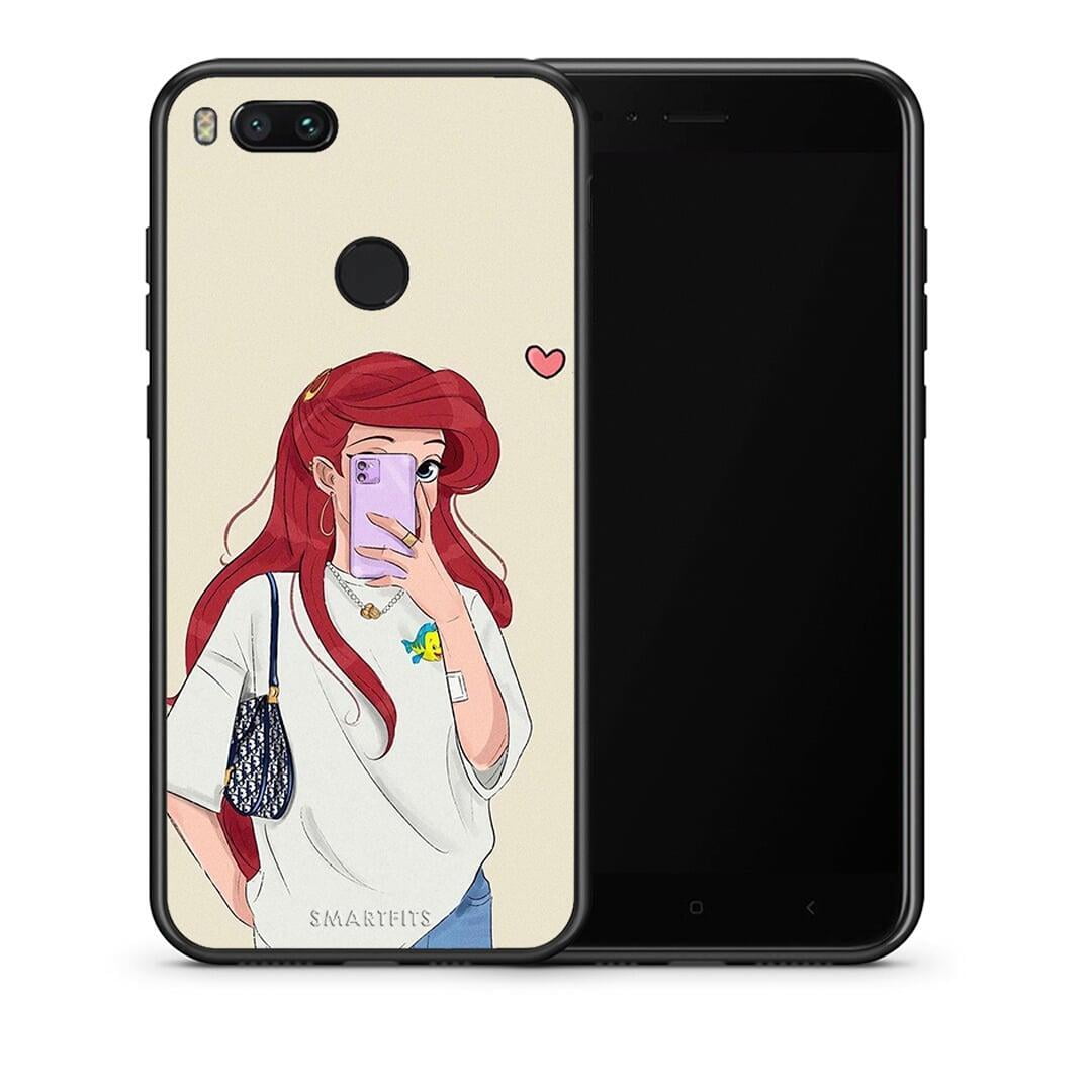 Θήκη Xiaomi Mi A1 Walking Mermaid από τη Smartfits με σχέδιο στο πίσω μέρος και μαύρο περίβλημα | Xiaomi Mi A1 Walking Mermaid case with colorful back and black bezels