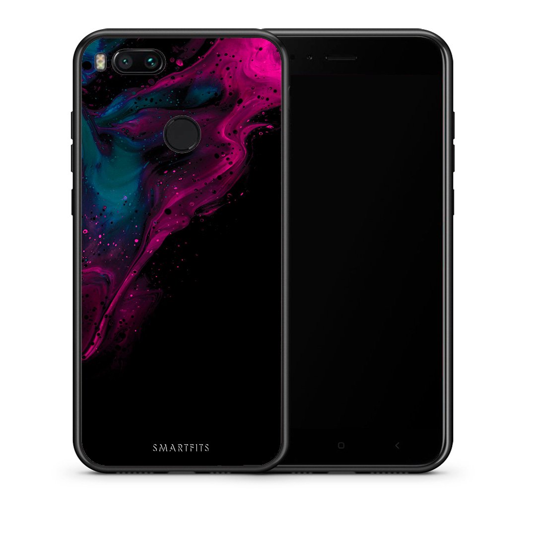 Θήκη Xiaomi Mi A1 Pink Black Watercolor από τη Smartfits με σχέδιο στο πίσω μέρος και μαύρο περίβλημα | Xiaomi Mi A1 Pink Black Watercolor case with colorful back and black bezels