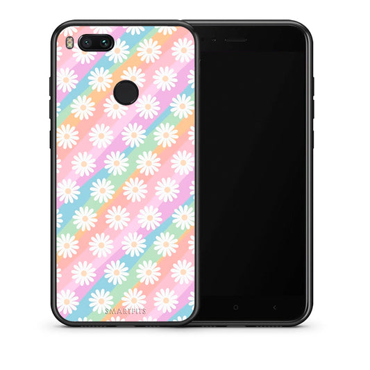 Θήκη Xiaomi Mi A1 White Daisies από τη Smartfits με σχέδιο στο πίσω μέρος και μαύρο περίβλημα | Xiaomi Mi A1 White Daisies case with colorful back and black bezels