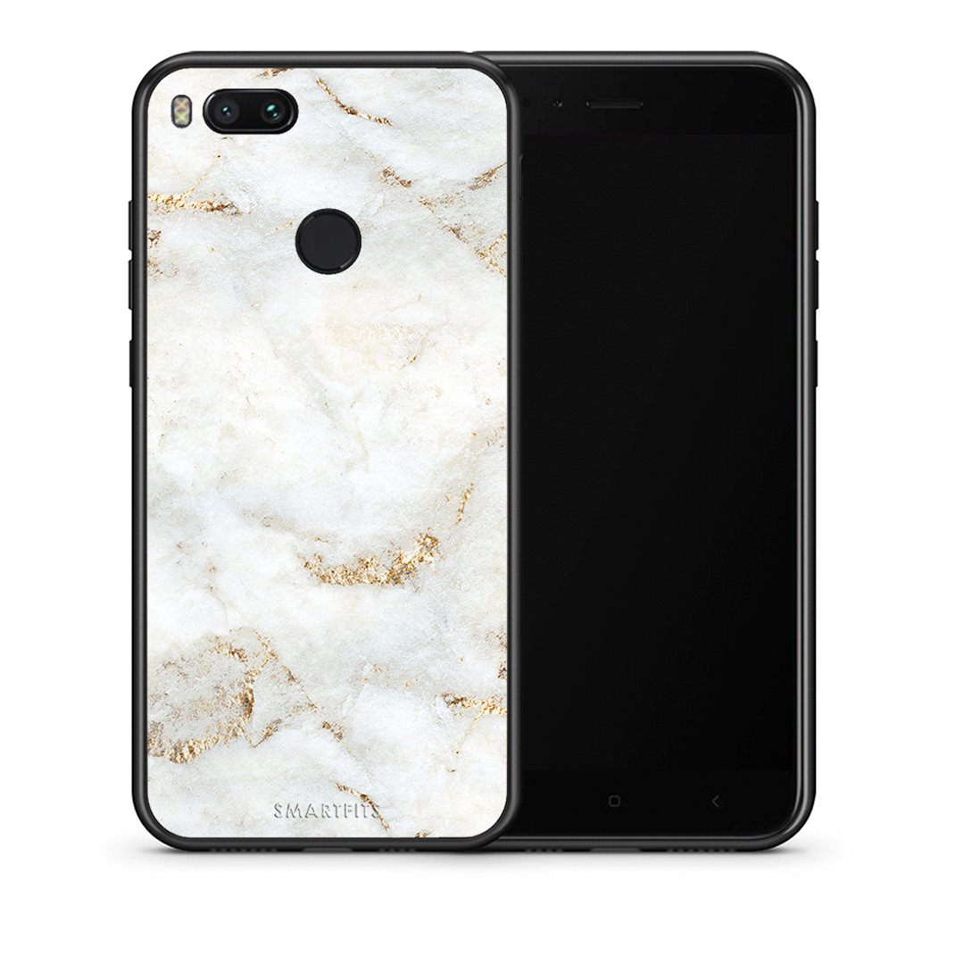 Θήκη Xiaomi Mi A1 White Gold Marble από τη Smartfits με σχέδιο στο πίσω μέρος και μαύρο περίβλημα | Xiaomi Mi A1 White Gold Marble case with colorful back and black bezels