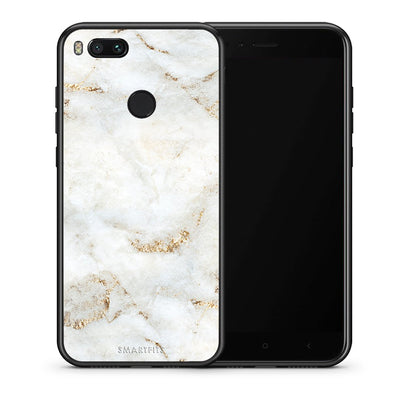 Θήκη Xiaomi Mi A1 White Gold Marble από τη Smartfits με σχέδιο στο πίσω μέρος και μαύρο περίβλημα | Xiaomi Mi A1 White Gold Marble case with colorful back and black bezels