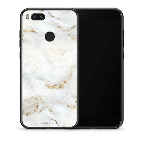 Θήκη Xiaomi Mi A1 White Gold Marble από τη Smartfits με σχέδιο στο πίσω μέρος και μαύρο περίβλημα | Xiaomi Mi A1 White Gold Marble case with colorful back and black bezels