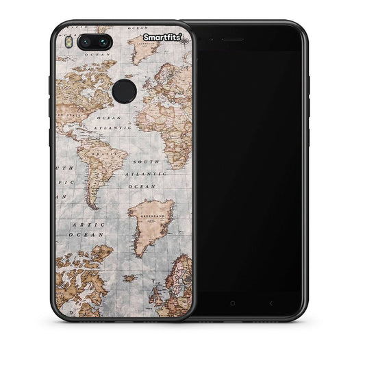 Θήκη Xiaomi Mi A1 World Map από τη Smartfits με σχέδιο στο πίσω μέρος και μαύρο περίβλημα | Xiaomi Mi A1 World Map case with colorful back and black bezels