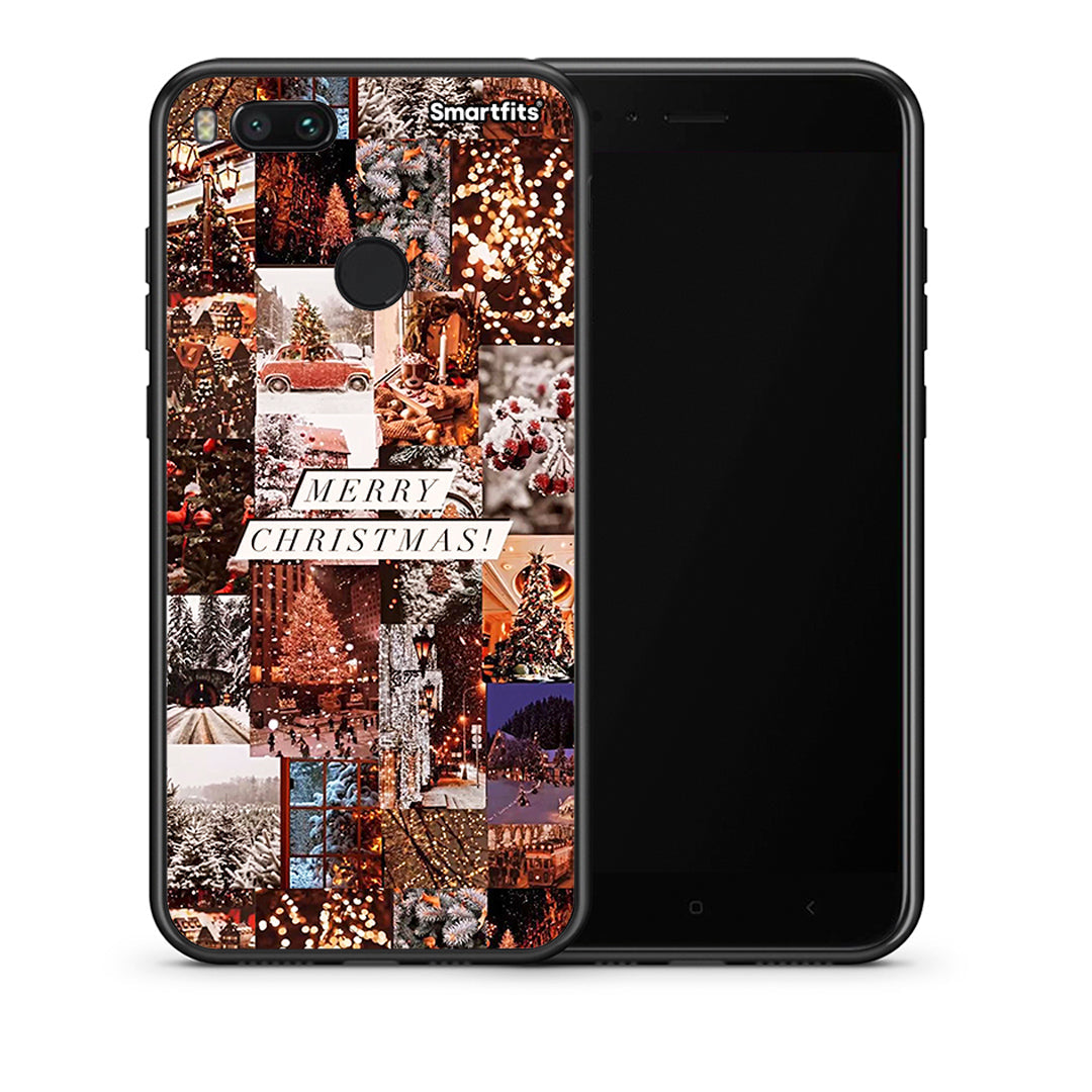 Θήκη Xiaomi Mi A1 Xmas Collage από τη Smartfits με σχέδιο στο πίσω μέρος και μαύρο περίβλημα | Xiaomi Mi A1 Xmas Collage case with colorful back and black bezels