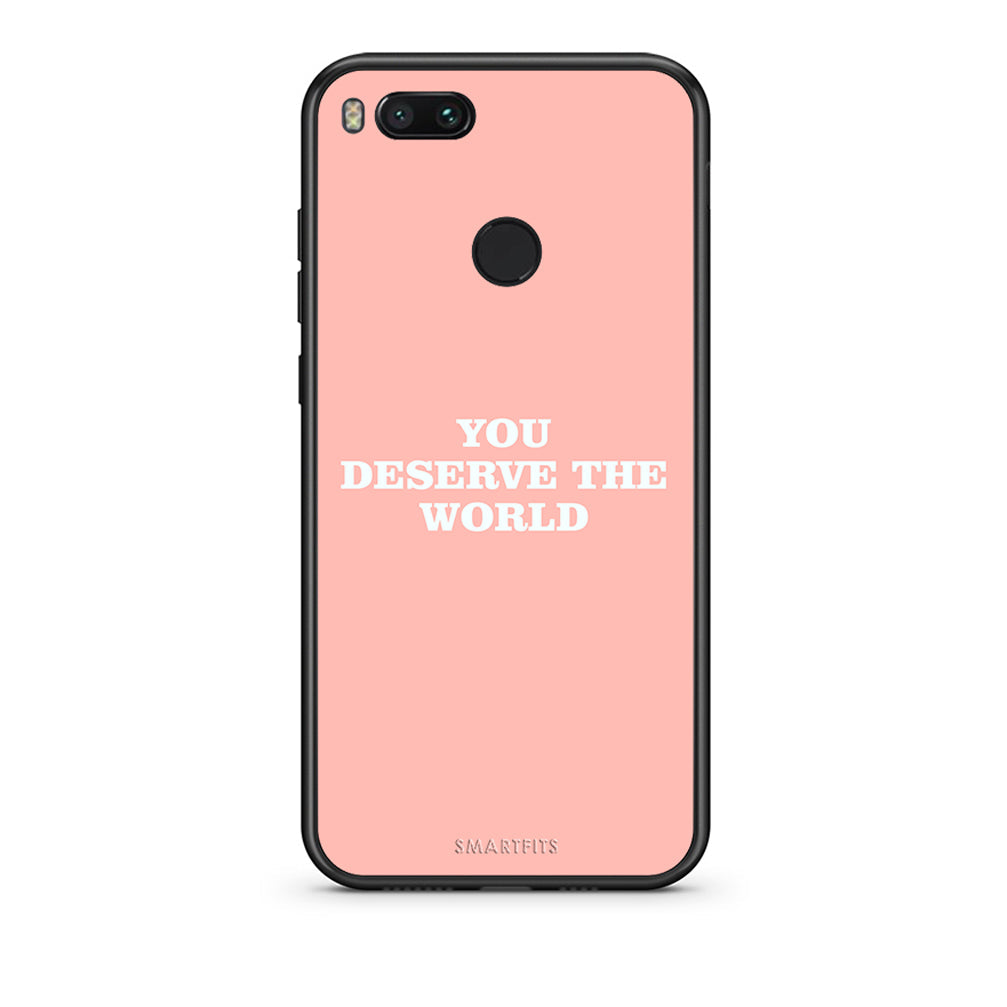 xiaomi mi aYou Deserve The World Θήκη Αγίου Βαλεντίνου από τη Smartfits με σχέδιο στο πίσω μέρος και μαύρο περίβλημα | Smartphone case with colorful back and black bezels by Smartfits