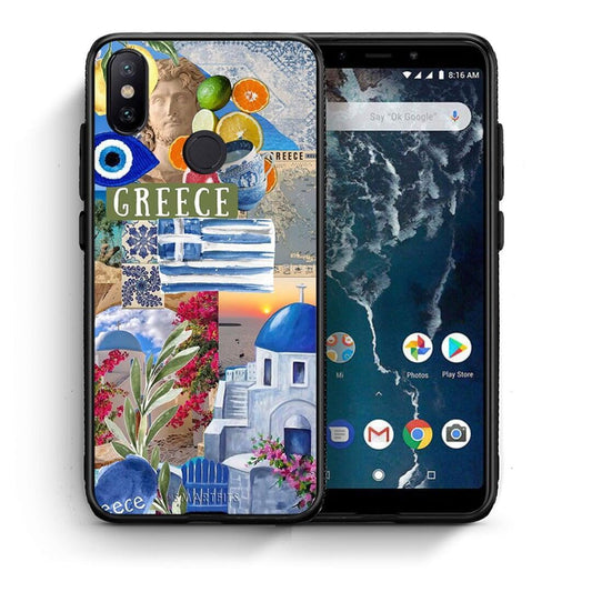 Θήκη Xiaomi Mi A2 All Greek από τη Smartfits με σχέδιο στο πίσω μέρος και μαύρο περίβλημα | Xiaomi Mi A2 All Greek case with colorful back and black bezels