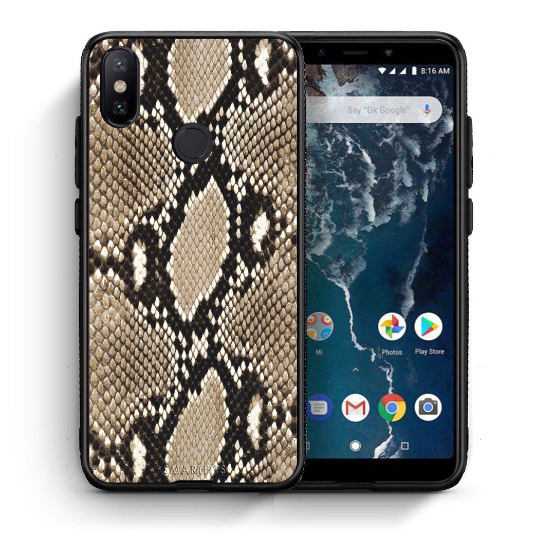 Θήκη Xiaomi Mi A2 Fashion Snake Animal από τη Smartfits με σχέδιο στο πίσω μέρος και μαύρο περίβλημα | Xiaomi Mi A2 Fashion Snake Animal case with colorful back and black bezels