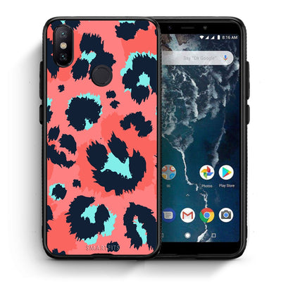 Θήκη Xiaomi Mi A2 Pink Leopard Animal από τη Smartfits με σχέδιο στο πίσω μέρος και μαύρο περίβλημα | Xiaomi Mi A2 Pink Leopard Animal case with colorful back and black bezels