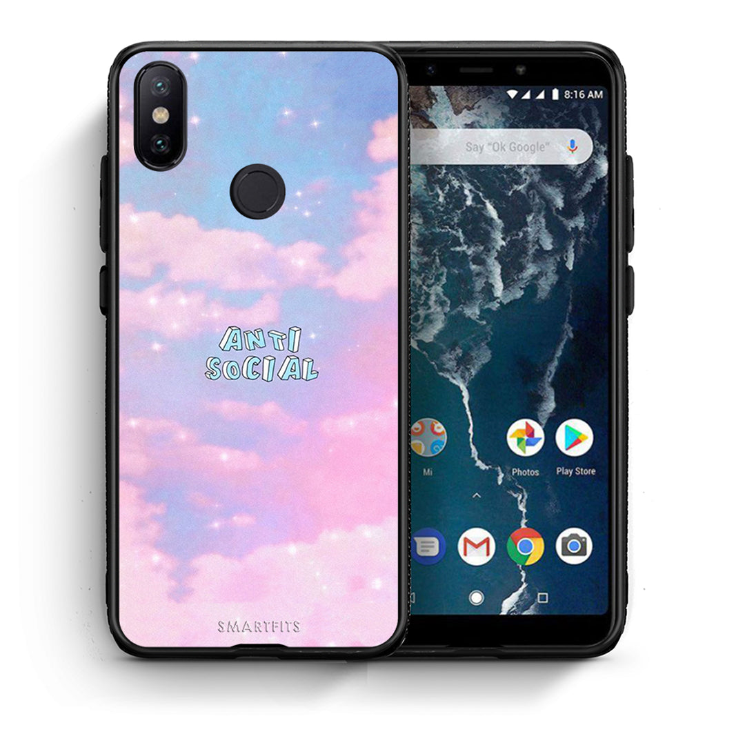 Θήκη Αγίου Βαλεντίνου Xiaomi Mi A2 Anti Social από τη Smartfits με σχέδιο στο πίσω μέρος και μαύρο περίβλημα | Xiaomi Mi A2 Anti Social case with colorful back and black bezels