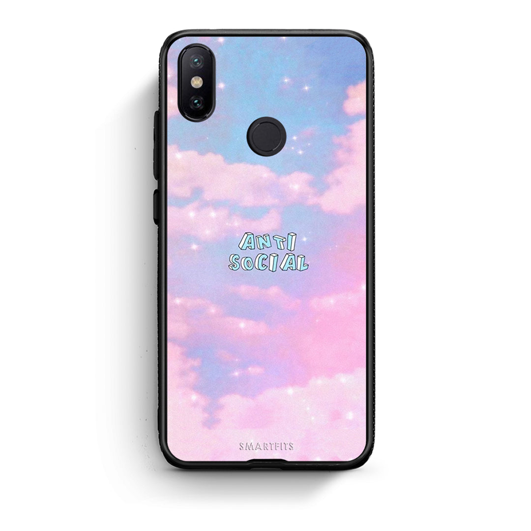 Xiaomi Mi A2 Anti Social Θήκη Αγίου Βαλεντίνου από τη Smartfits με σχέδιο στο πίσω μέρος και μαύρο περίβλημα | Smartphone case with colorful back and black bezels by Smartfits