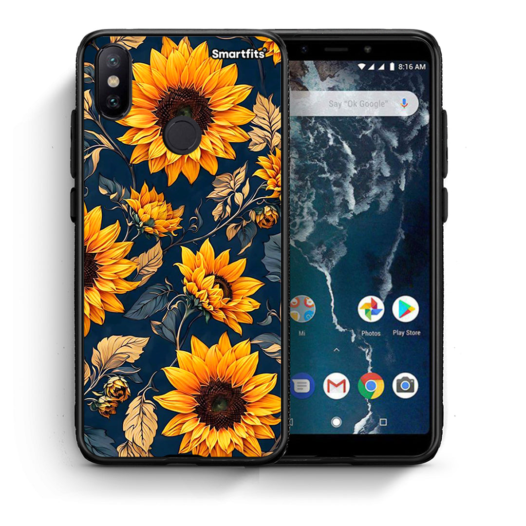 Θήκη Xiaomi Mi A2 Autumn Sunflowers από τη Smartfits με σχέδιο στο πίσω μέρος και μαύρο περίβλημα | Xiaomi Mi A2 Autumn Sunflowers case with colorful back and black bezels