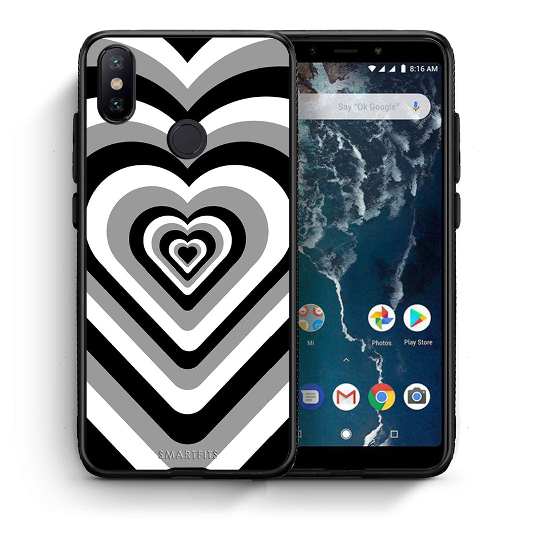 Θήκη Xiaomi Mi A2 Black Hearts από τη Smartfits με σχέδιο στο πίσω μέρος και μαύρο περίβλημα | Xiaomi Mi A2 Black Hearts case with colorful back and black bezels