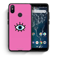 Thumbnail for Θήκη Xiaomi Mi A2 Blue Eye Pink από τη Smartfits με σχέδιο στο πίσω μέρος και μαύρο περίβλημα | Xiaomi Mi A2 Blue Eye Pink case with colorful back and black bezels