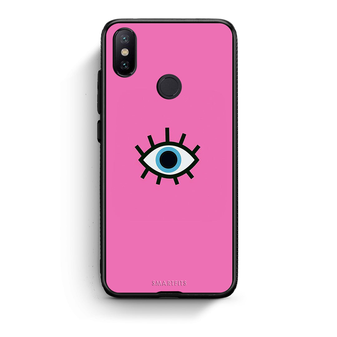 Xiaomi Mi A2 Blue Eye Pink θήκη από τη Smartfits με σχέδιο στο πίσω μέρος και μαύρο περίβλημα | Smartphone case with colorful back and black bezels by Smartfits