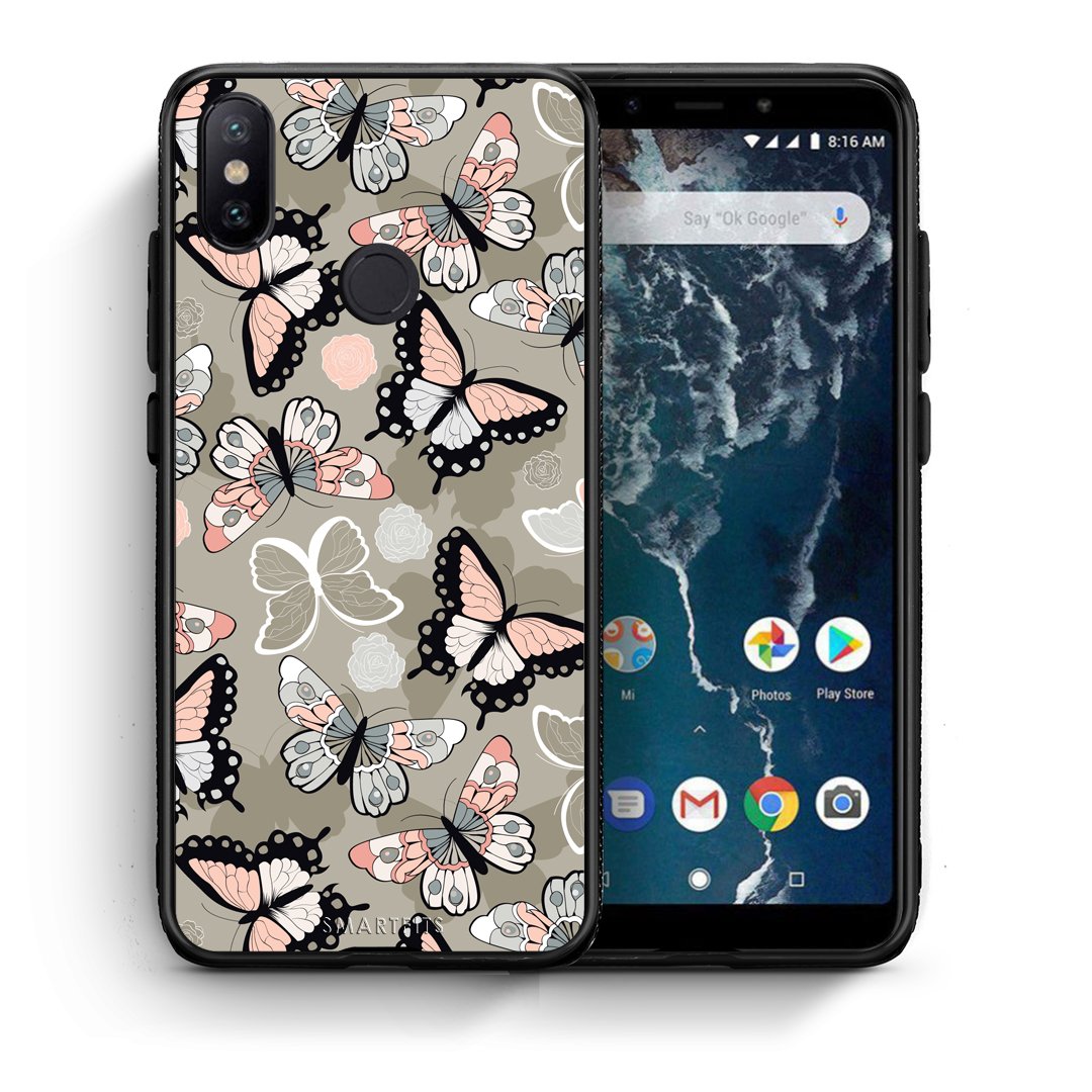 Θήκη Xiaomi Mi A2 Butterflies Boho από τη Smartfits με σχέδιο στο πίσω μέρος και μαύρο περίβλημα | Xiaomi Mi A2 Butterflies Boho case with colorful back and black bezels