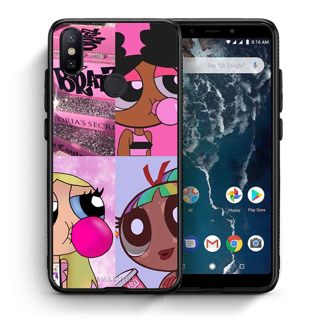 Θήκη Αγίου Βαλεντίνου Xiaomi Mi A2 Bubble Girls από τη Smartfits με σχέδιο στο πίσω μέρος και μαύρο περίβλημα | Xiaomi Mi A2 Bubble Girls case with colorful back and black bezels