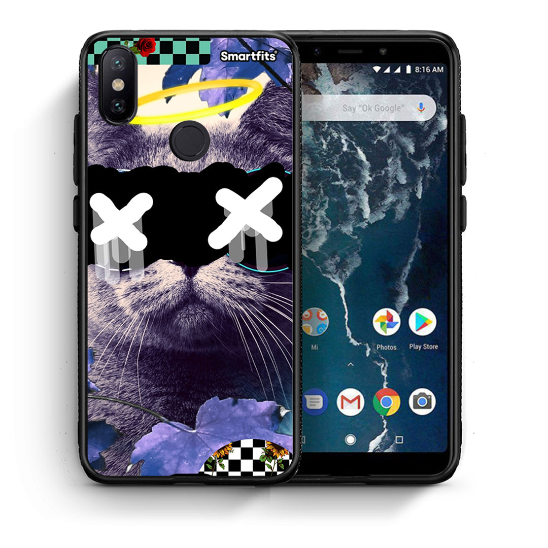 Θήκη Xiaomi Mi A2 Cat Collage από τη Smartfits με σχέδιο στο πίσω μέρος και μαύρο περίβλημα | Xiaomi Mi A2 Cat Collage case with colorful back and black bezels