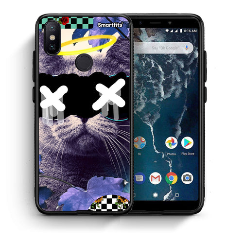 Θήκη Xiaomi Mi A2 Cat Collage από τη Smartfits με σχέδιο στο πίσω μέρος και μαύρο περίβλημα | Xiaomi Mi A2 Cat Collage case with colorful back and black bezels