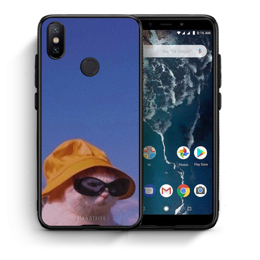 Θήκη Xiaomi Mi A2 Cat Diva από τη Smartfits με σχέδιο στο πίσω μέρος και μαύρο περίβλημα | Xiaomi Mi A2 Cat Diva case with colorful back and black bezels