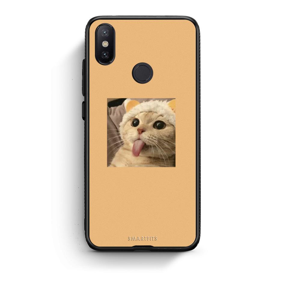 Xiaomi Mi A2 Cat Tongue θήκη από τη Smartfits με σχέδιο στο πίσω μέρος και μαύρο περίβλημα | Smartphone case with colorful back and black bezels by Smartfits