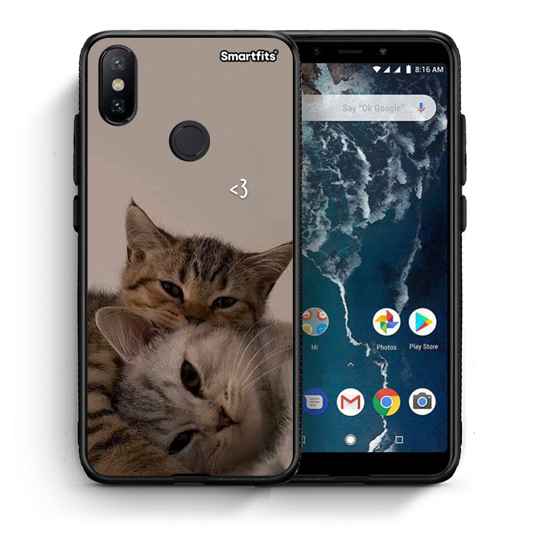 Θήκη Xiaomi Mi A2 Cats In Love από τη Smartfits με σχέδιο στο πίσω μέρος και μαύρο περίβλημα | Xiaomi Mi A2 Cats In Love case with colorful back and black bezels