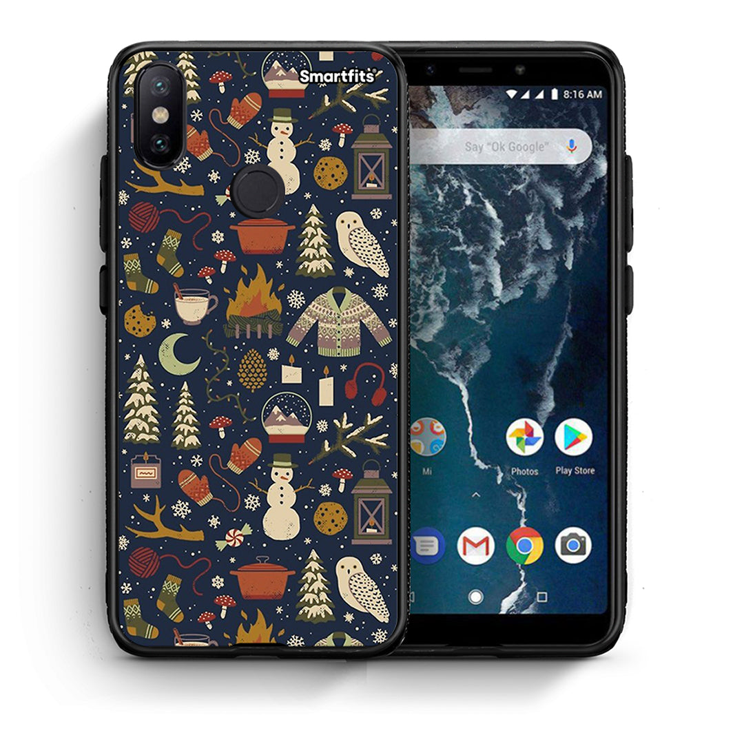 Θήκη Xiaomi Mi A2 Christmas Elements από τη Smartfits με σχέδιο στο πίσω μέρος και μαύρο περίβλημα | Xiaomi Mi A2 Christmas Elements case with colorful back and black bezels