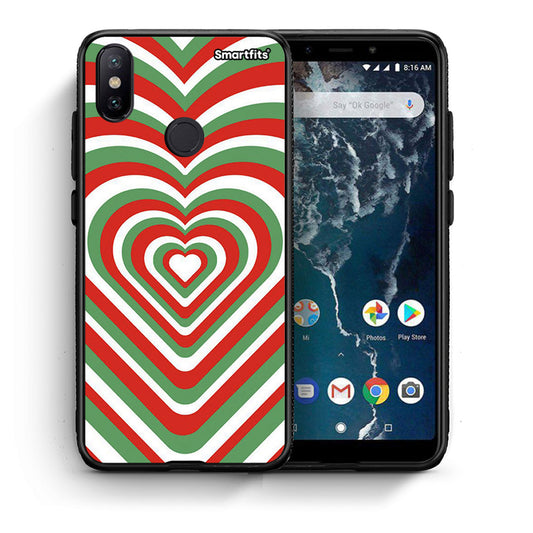 Θήκη Xiaomi Mi A2 Christmas Hearts από τη Smartfits με σχέδιο στο πίσω μέρος και μαύρο περίβλημα | Xiaomi Mi A2 Christmas Hearts case with colorful back and black bezels