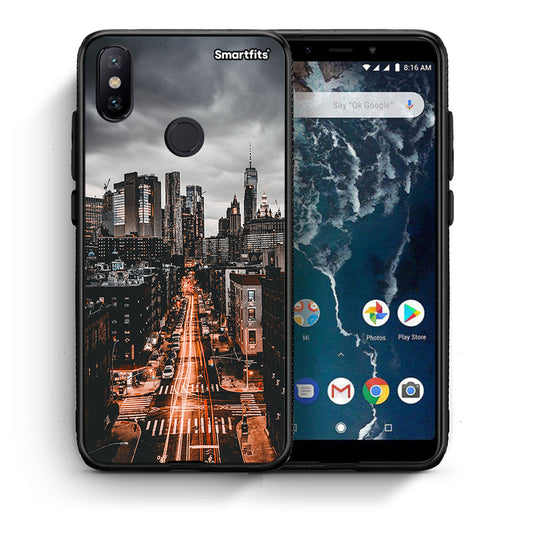 Θήκη Xiaomi Mi A2 City Lights από τη Smartfits με σχέδιο στο πίσω μέρος και μαύρο περίβλημα | Xiaomi Mi A2 City Lights case with colorful back and black bezels