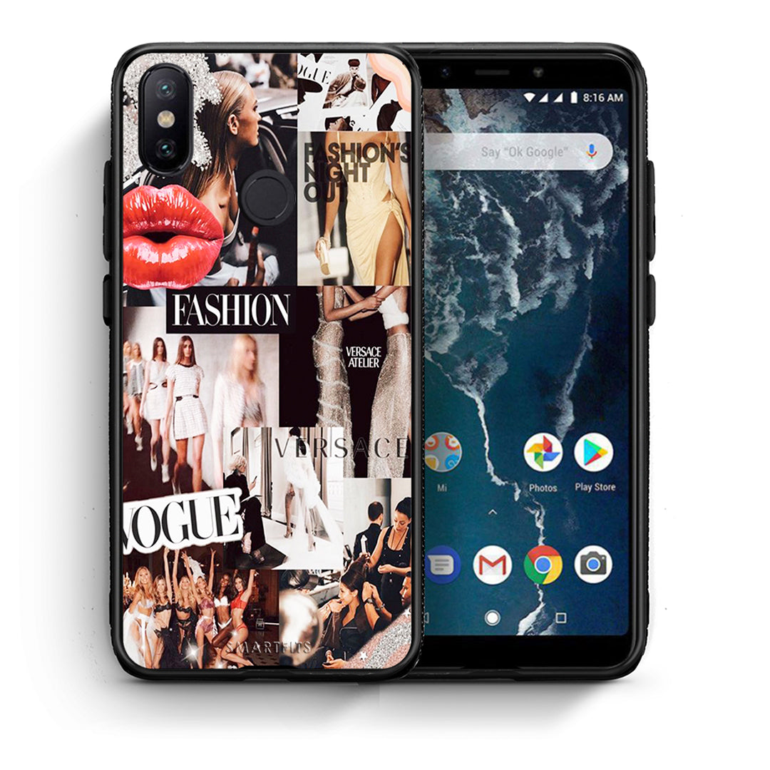 Θήκη Αγίου Βαλεντίνου Xiaomi Mi A2 Collage Fashion από τη Smartfits με σχέδιο στο πίσω μέρος και μαύρο περίβλημα | Xiaomi Mi A2 Collage Fashion case with colorful back and black bezels