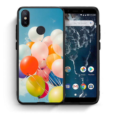 Θήκη Xiaomi Mi A2 Colorful Balloons από τη Smartfits με σχέδιο στο πίσω μέρος και μαύρο περίβλημα | Xiaomi Mi A2 Colorful Balloons case with colorful back and black bezels
